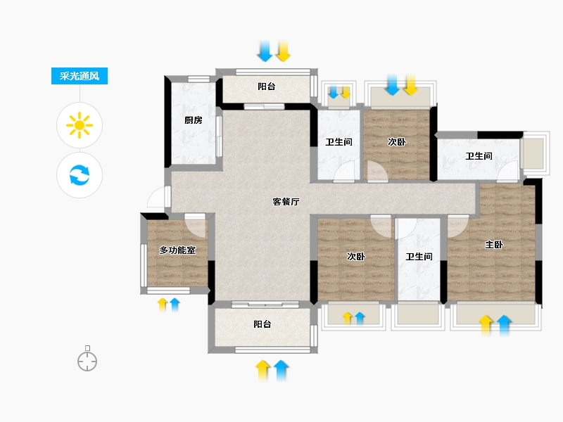 广东省-湛江市-雅居乐锦绣雅郡-101.60-户型库-采光通风