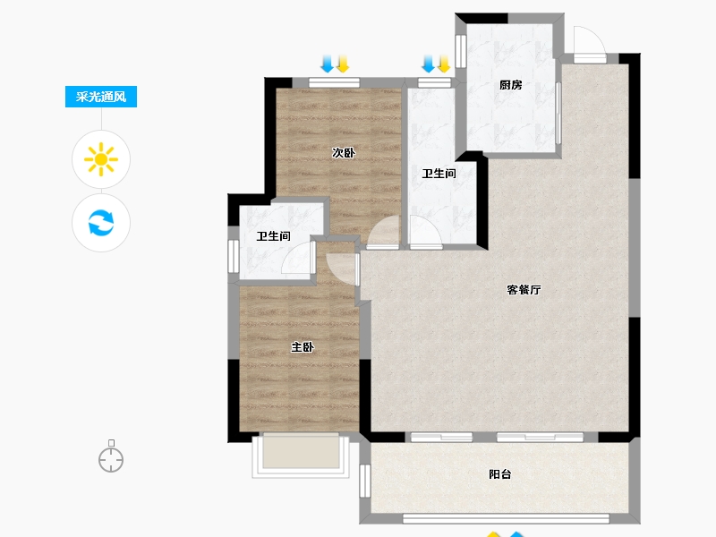 浙江省-宁波市-崇文府-83.20-户型库-采光通风