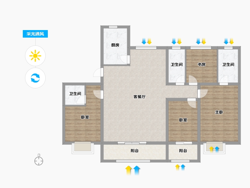 山东省-德州市-夏津阳光意境-128.79-户型库-采光通风