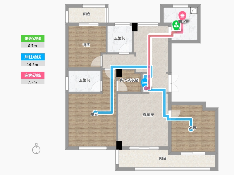 浙江省-台州市-华景名苑-101.22-户型库-动静线