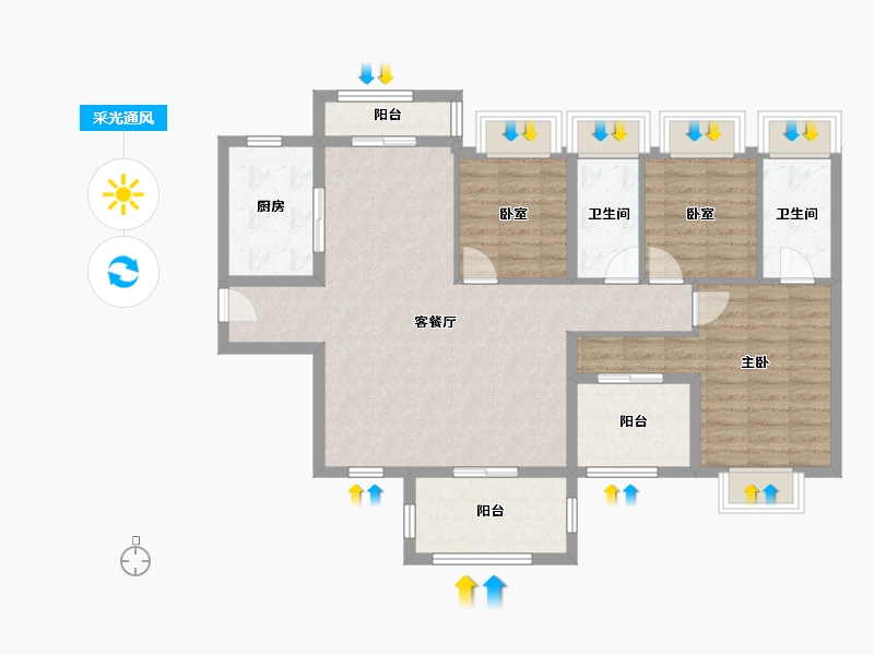 广东省-深圳市-京基璟誉府-99.60-户型库-采光通风