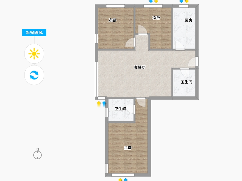 辽宁省-沈阳市-文欣苑-67.20-户型库-采光通风