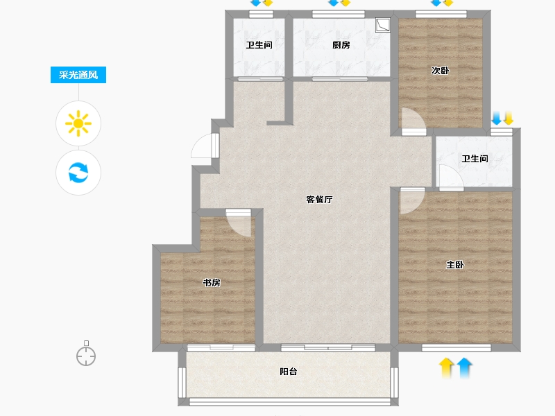 山东省-临沂市-开元上府-103.64-户型库-采光通风