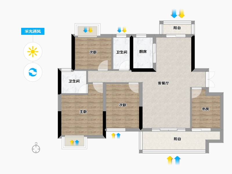 江西省-赣州市-翡翠城项目部-94.56-户型库-采光通风