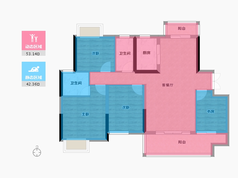 江西省-赣州市-翡翠城项目部-94.56-户型库-动静分区