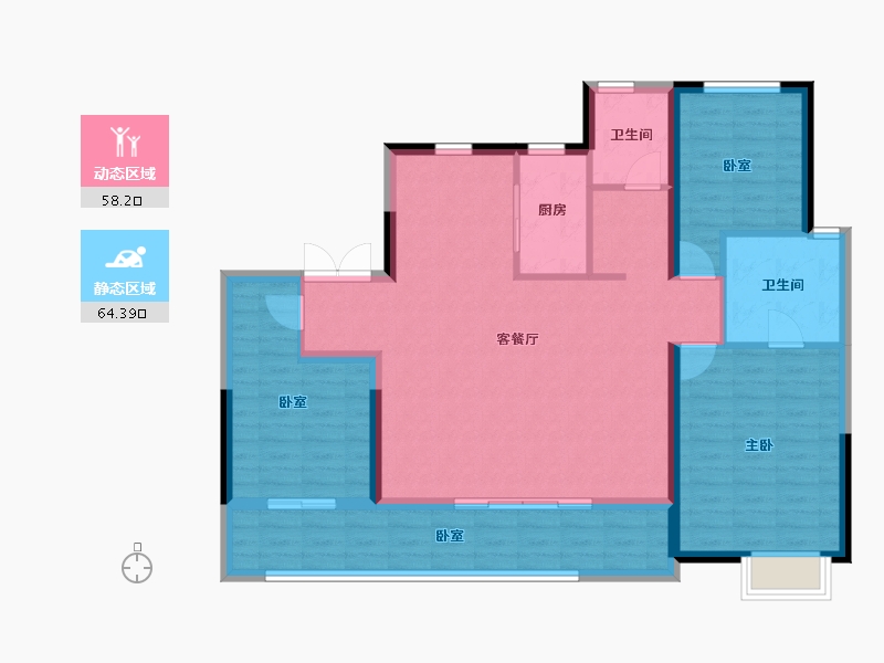 陕西省-西安市-阅璟台-110.97-户型库-动静分区