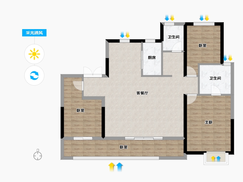 陕西省-西安市-阅璟台-110.97-户型库-采光通风