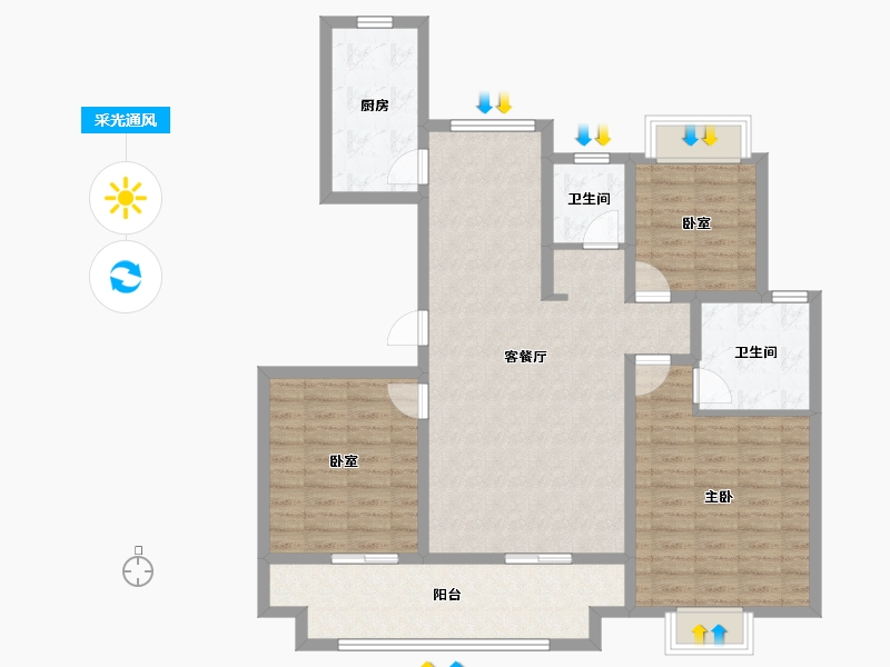 江苏省-宿迁市-富园玖宸府-107.88-户型库-采光通风