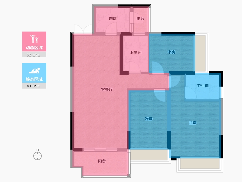 贵州省-贵阳市-保利溪湖三期-90.00-户型库-动静分区