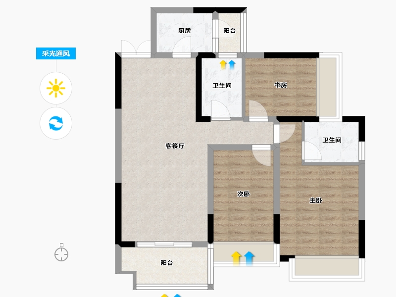 贵州省-贵阳市-保利溪湖三期-90.00-户型库-采光通风