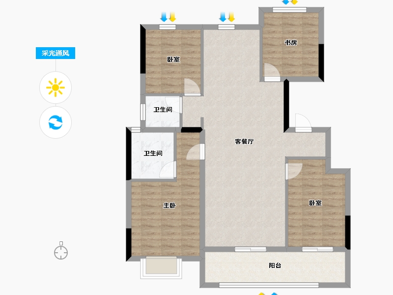 浙江省-绍兴市-龙大·富春园-102.68-户型库-采光通风