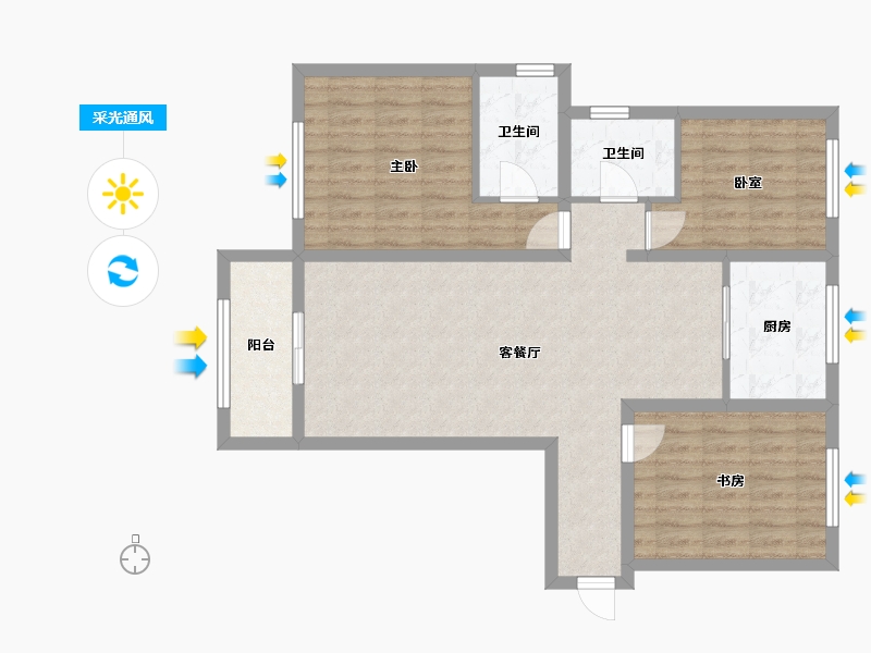 陕西省-西安市-湾子村安置楼-102.76-户型库-采光通风