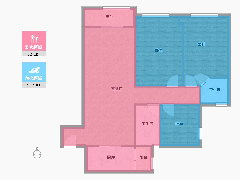 广东省-深圳市-廊桥花园-86.73-户型库-动静分区