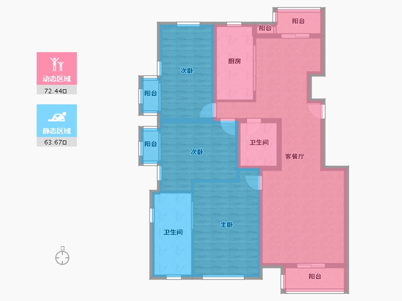 北京-北京市-风荷曲苑-124.78-户型库-动静分区