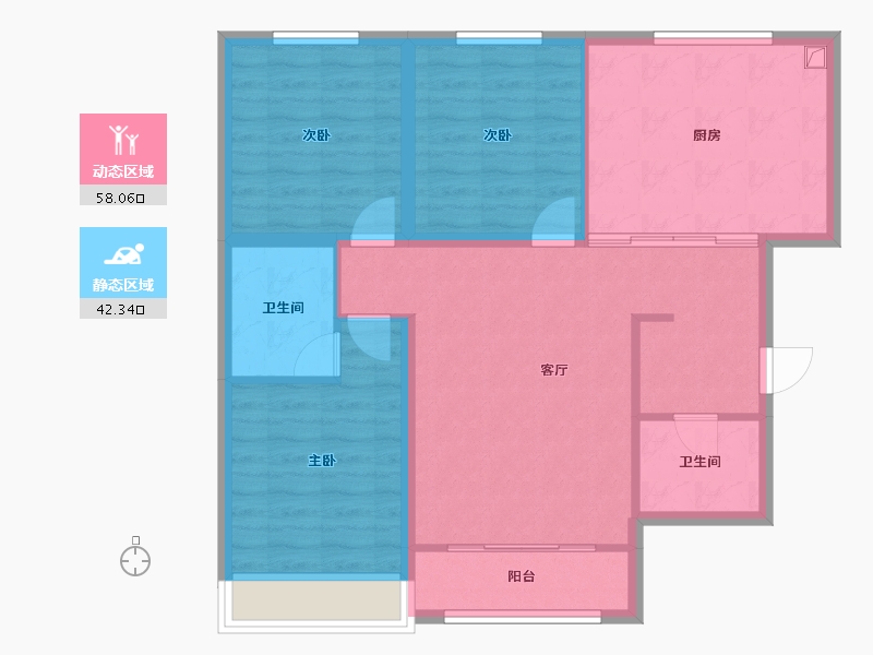 黑龙江省-佳木斯市-天福悦和府-90.98-户型库-动静分区