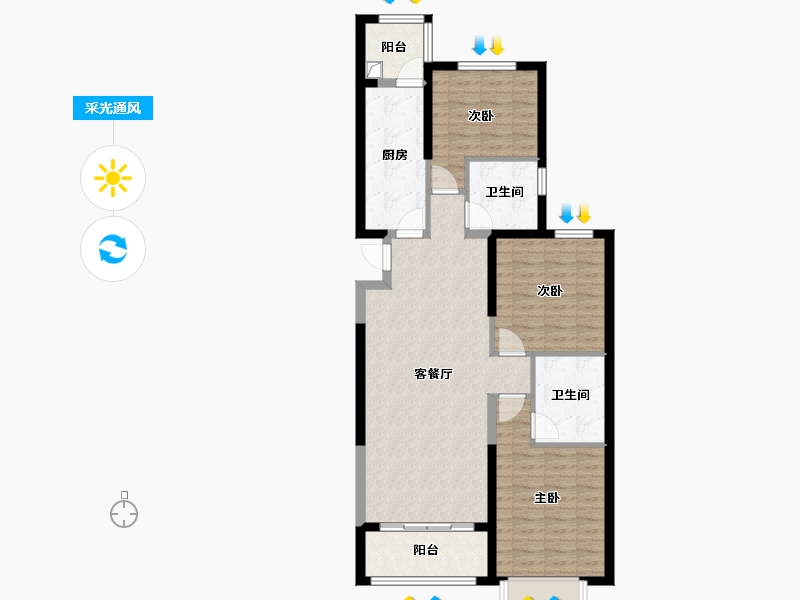 山西省-太原市-林语天境-104.43-户型库-采光通风