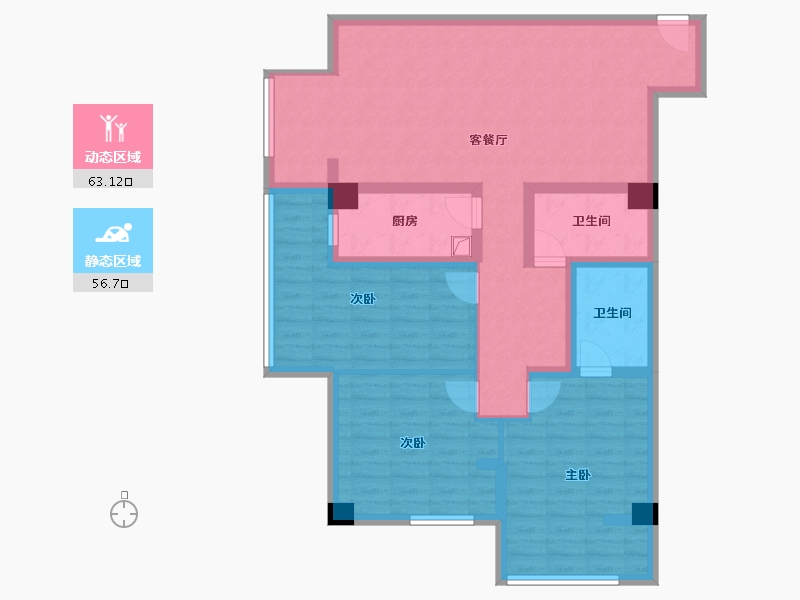 陕西省-延安市-洛川县金凤小区-127.00-户型库-动静分区