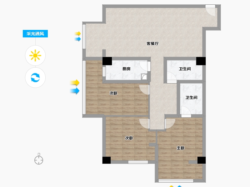 陕西省-延安市-洛川县金凤小区-127.00-户型库-采光通风