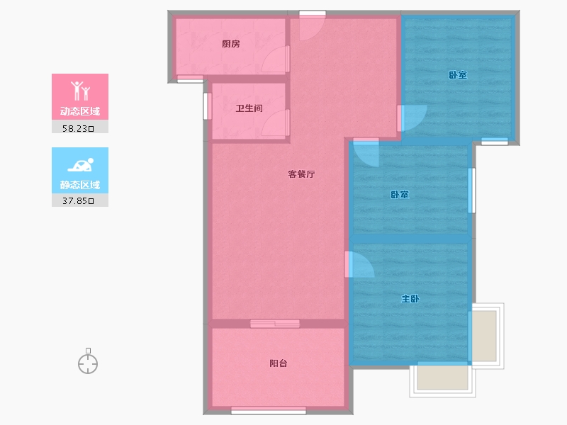 陕西省-渭南市-通达丽景沄上-85.82-户型库-动静分区