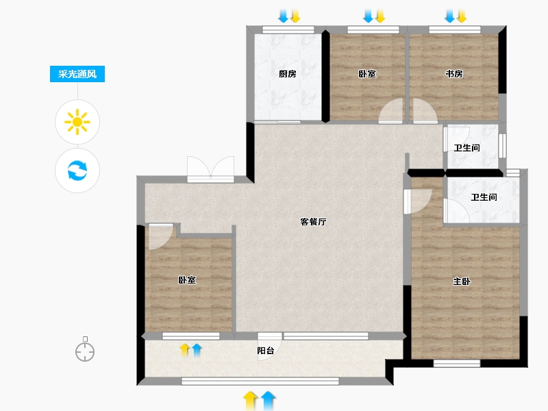 宁夏回族自治区-银川市-中海万锦公馆-113.60-户型库-采光通风