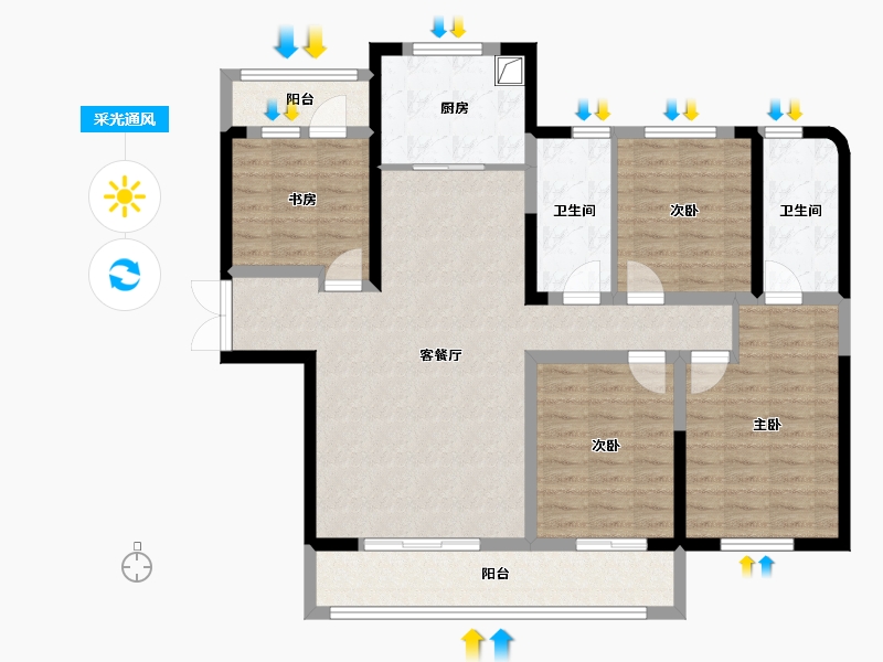 河南省-郑州市-金桥西棠-112.00-户型库-采光通风