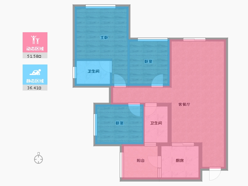 四川省-成都市-滨江和城-72.00-户型库-动静分区