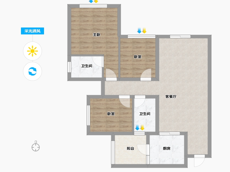 四川省-成都市-滨江和城-72.00-户型库-采光通风