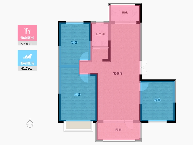 新疆维吾尔自治区-石河子市-天富新天地-89.99-户型库-动静分区