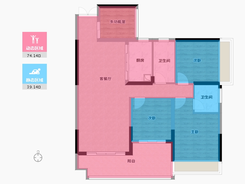 广西壮族自治区-河池市-同泰 东澜悦府-95.79-户型库-动静分区