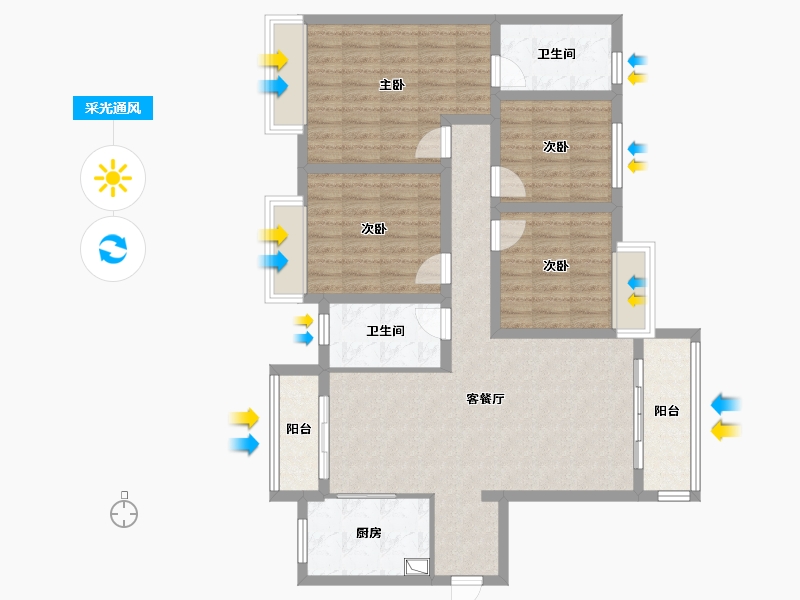 广东省-佛山市-高明钧明城-104.00-户型库-采光通风