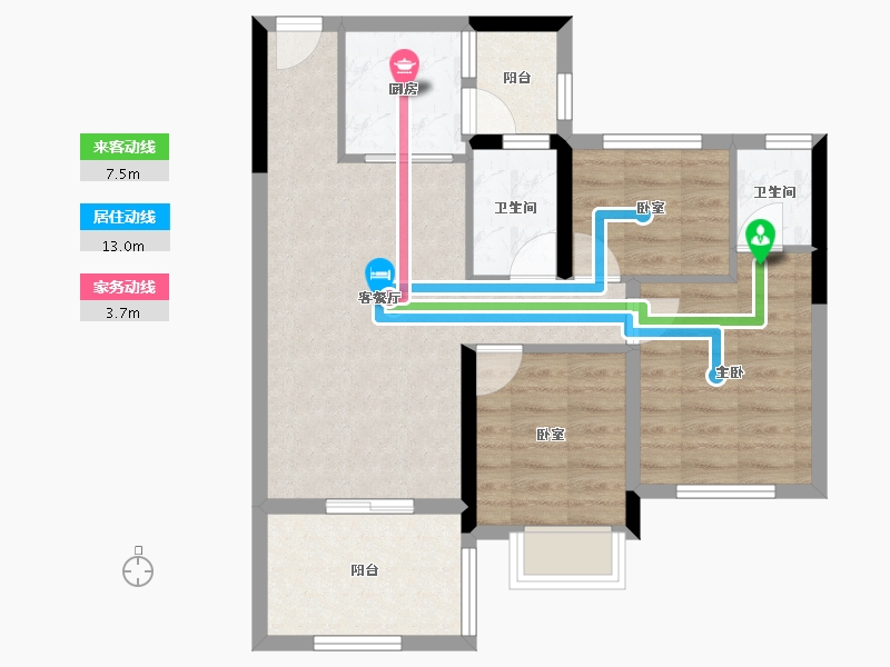 湖北省-恩施土家族苗族自治州-旭航·和樾府-69.80-户型库-动静线