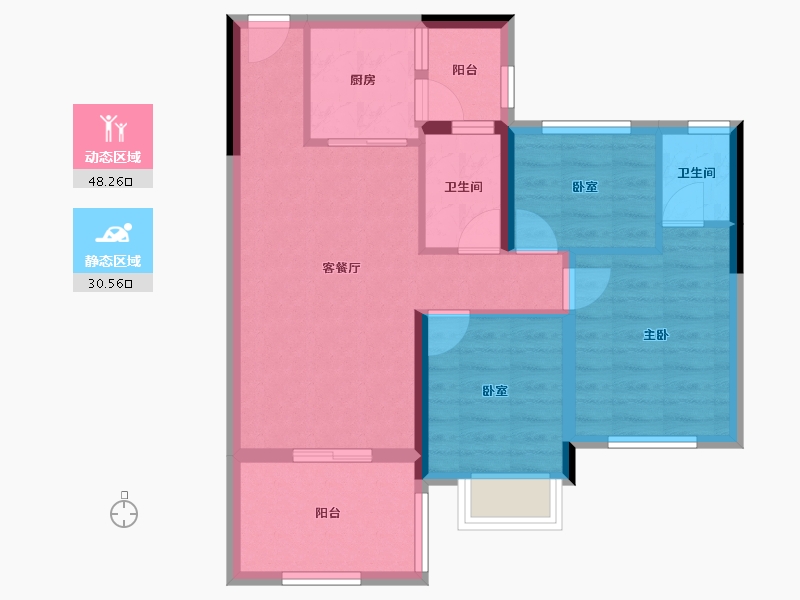 湖北省-恩施土家族苗族自治州-旭航·和樾府-69.80-户型库-动静分区