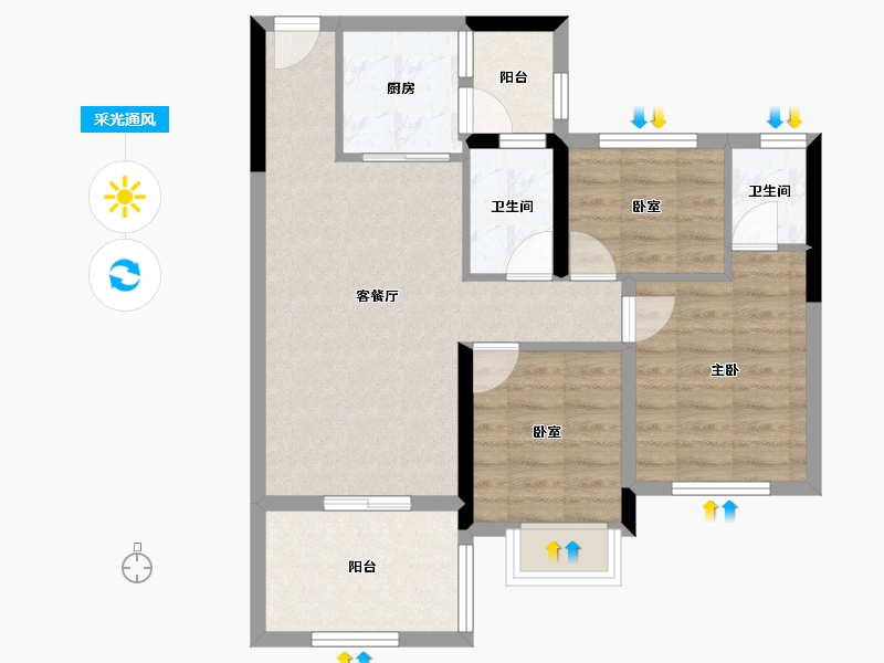 湖北省-恩施土家族苗族自治州-旭航·和樾府-69.80-户型库-采光通风