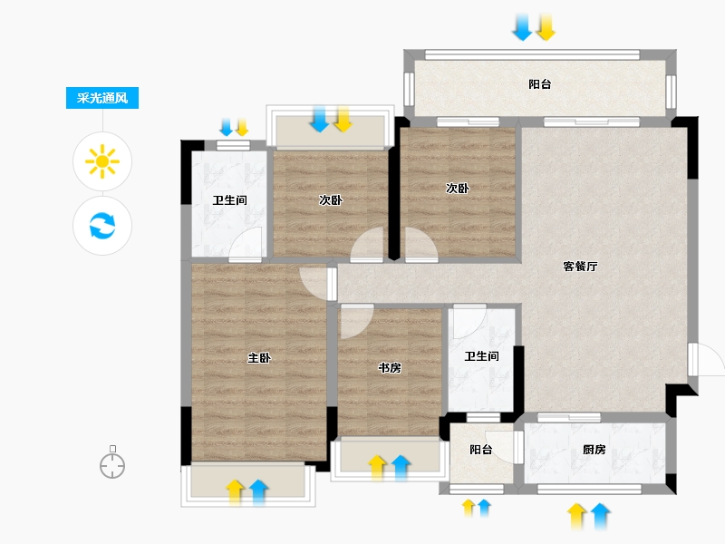 广西壮族自治区-柳州市-柳州金科天宸-97.40-户型库-采光通风