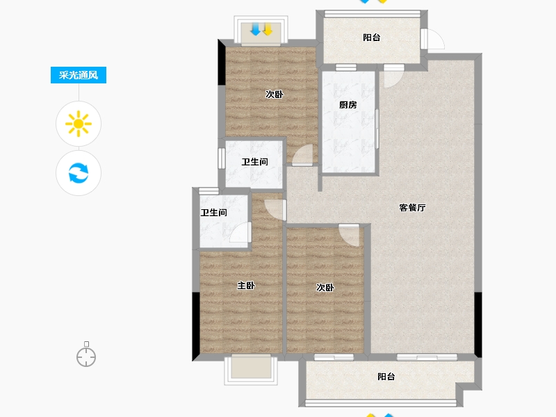 福建省-莆田市-国投景园-105.60-户型库-采光通风