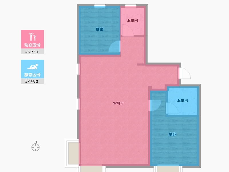 北京-北京市-金隅昆泰云筑-84.80-户型库-动静分区