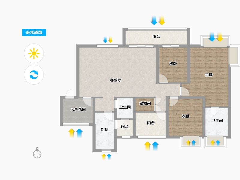 四川省-德阳市-蔚蓝凤凰岛-137.66-户型库-采光通风