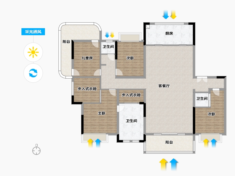 湖北省-襄阳市-国投华电蔚蓝海岸-181.60-户型库-采光通风