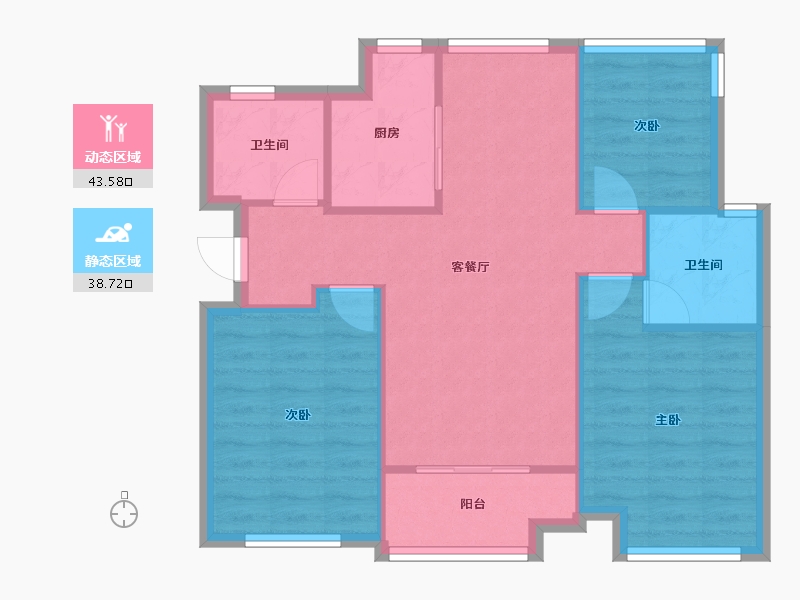 浙江省-杭州市-博印名邸-88.31-户型库-动静分区