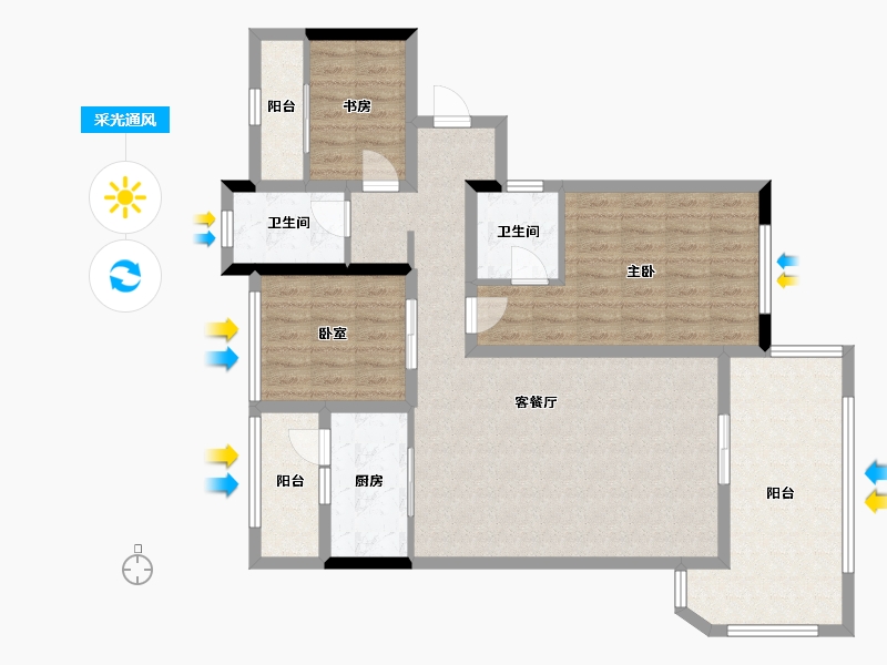 四川省-乐山市-峨眉璞园-101.81-户型库-采光通风