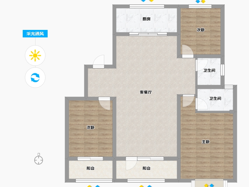 山东省-德州市-德达壹号院-108.80-户型库-采光通风