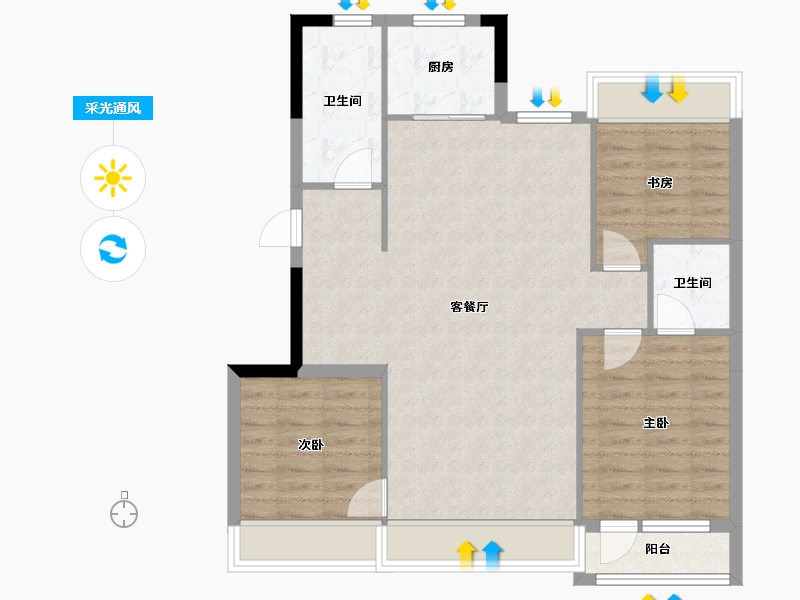 辽宁省-大连市-德贤华府-84.80-户型库-采光通风