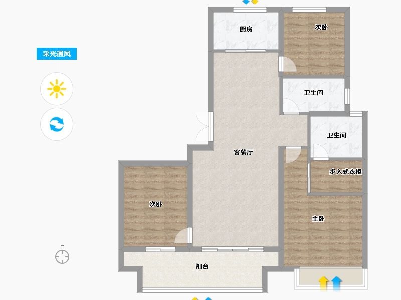 山东省-菏泽市-绿城桂语铂悦-99.24-户型库-采光通风