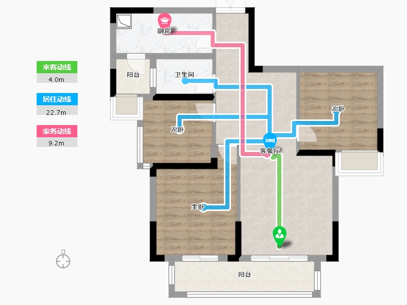 陕西省-汉中市-华林羌南新城小区-86.69-户型库-动静线