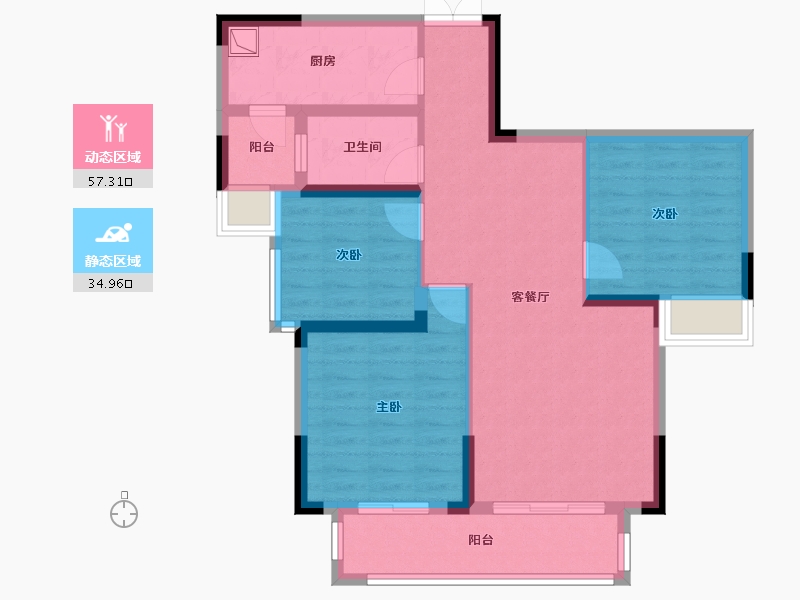 陕西省-汉中市-华林羌南新城小区-86.69-户型库-动静分区