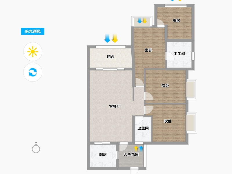 四川省-德阳市-蔚蓝凤凰岛-128.89-户型库-采光通风