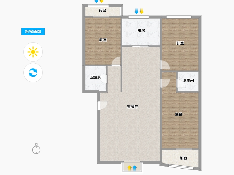 河北省-石家庄市-郁馨苑-120.20-户型库-采光通风