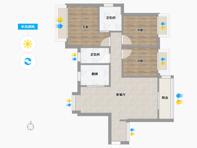 广西壮族自治区-梧州市-金湖湾小区-71.20-户型库-采光通风