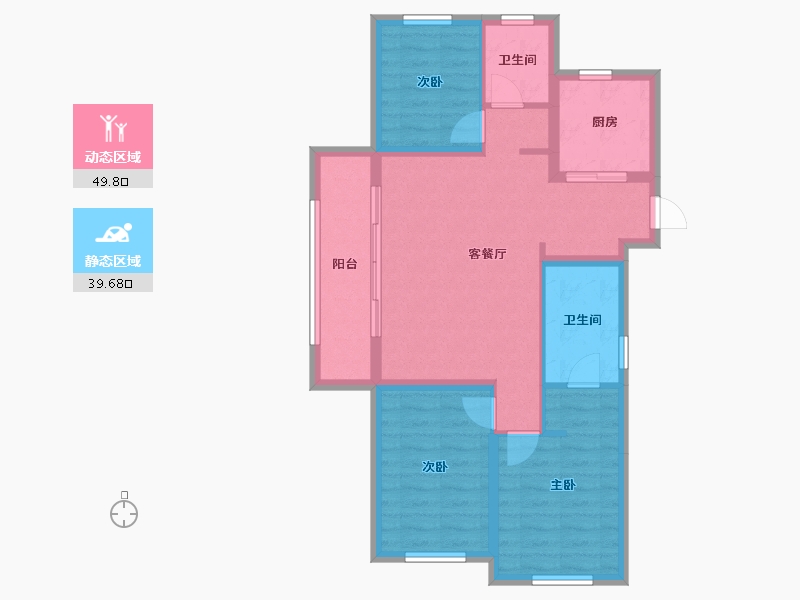 陕西省-西安市-辰宫紫云境-89.60-户型库-动静分区