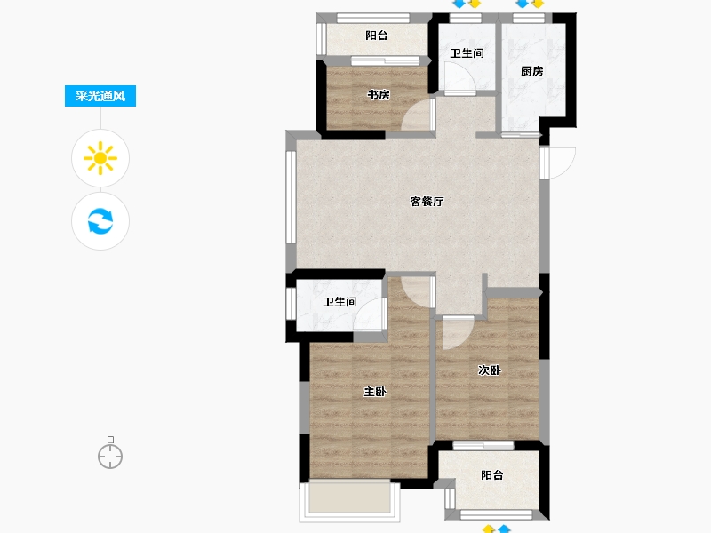 浙江省-嘉兴市-中天钱塘玥-71.20-户型库-采光通风